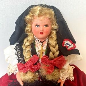 Vintage French Folk Costume Doll Alsace Poupees Magali Celluloid 1950s Souvenir